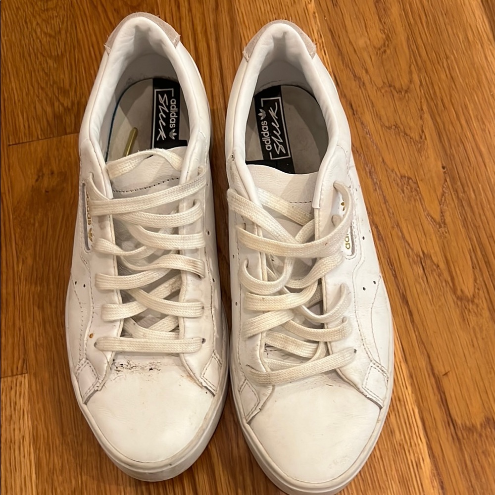 Adidas White Lace-Up Sneakers